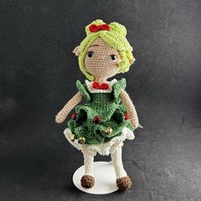Finished Doll Amigurumi Christmas Doll/ Crochet Doll Handmade Pixie Elf w/ Stand