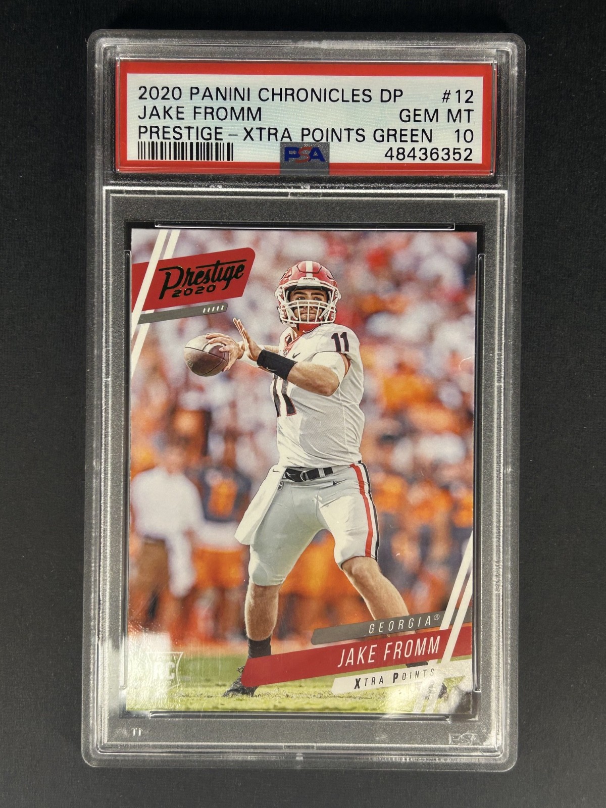 Jake Fromm Panini Chronicles Draft Picks Prestige #12 Xtra Points Green