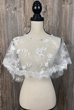 Bridal Sheer Mesh Embroidery Lace Asymmetric Shawl Cape Wedding Prom Party