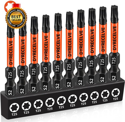 10-Pack T25 Torx Bits for Impact Driver, T-25 Torx/Star Bit Set 2'' Long, Magnet