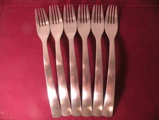 Set Of 6 Dinner Forks Gourmet Settings PARK CARRY ON Satin Stainless Steel 8 1/4