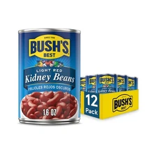 BUSH'S BEST 16 oz Light Red Kidney Beans, Canned 16 Ounce (Pack of 12) 