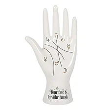 White Palmistry Hand Ceramic Figurine