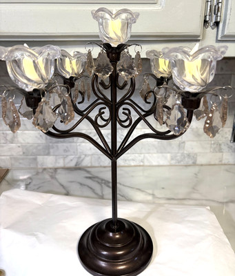 Exhart Anywhere Hanna Candelabra Battery 5 LED Light Tulip Bulb Acrylic Prisms