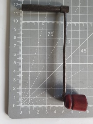 Vintage Uhrenaufzugskurbel 3,75 mm - Stahl & roter Holzgriff, groß 