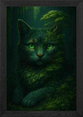 Mystische Waldkatze Portrait gerahmtes Wandbild Poster Leinwanddruck Bild