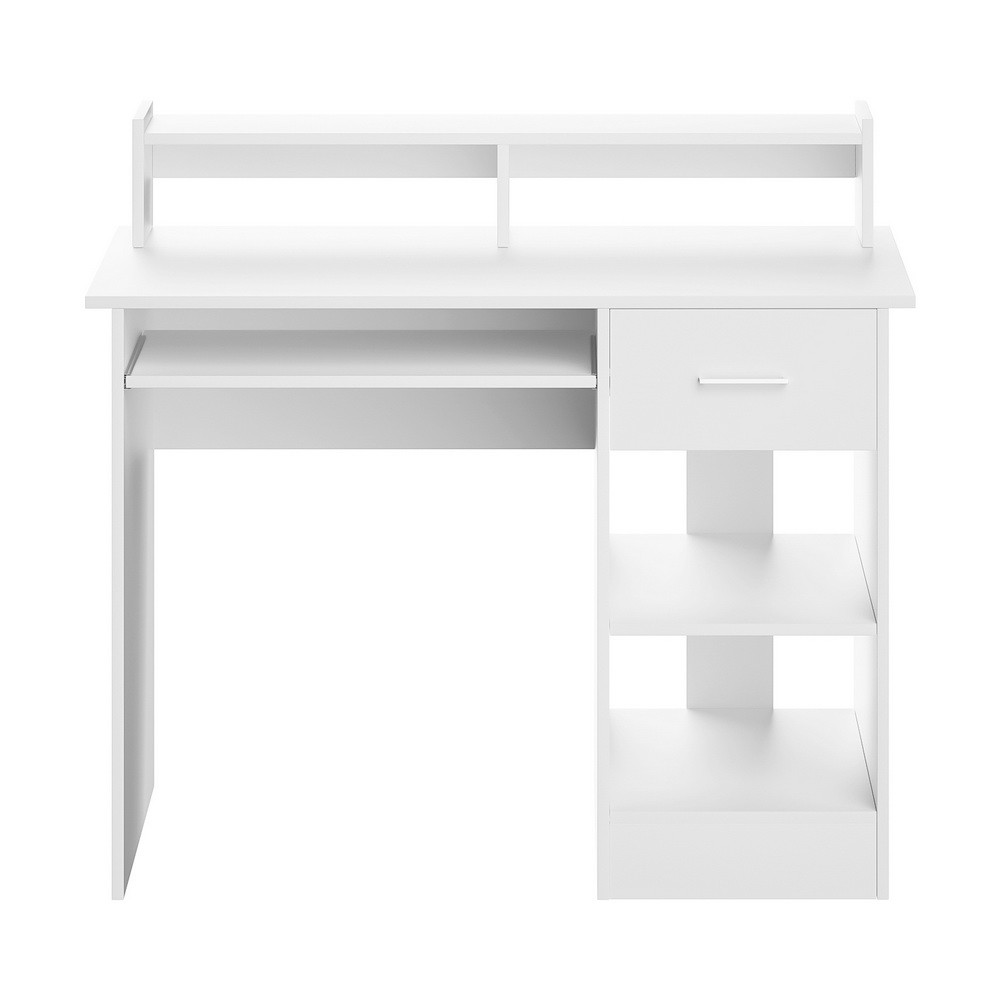 Artiss Computer Desk Shelf Drawer Cabinet Home Office Study Table White 100CM — image 4