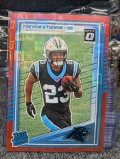 2025 Panini Donruss Trevor Etienne Rated Rookie Optic Preview Red Pandora #326