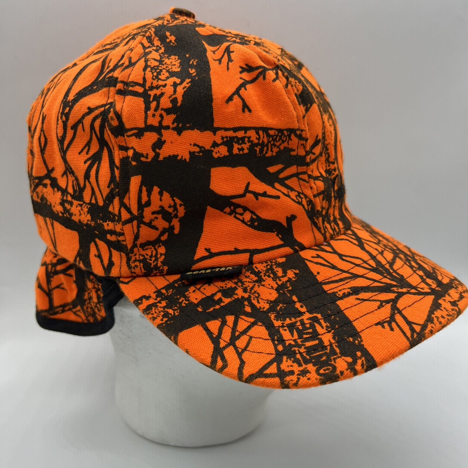 Cabelas Gore-Tex Orange Camoflauge Hunting Trapper Hat Thinsulate Mens L USA