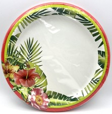 Palm Beach Flamingo Tropical Beach Luau Theme Party 9" Paper Dinner Plates