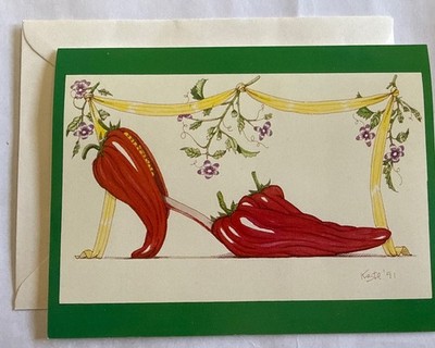 Botanical Footwear Illustration By Dennis Kyte Unused Notecard & Envelope 1992