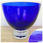 Vintage Crate & Barrel Hand Blown Glass Cobalt Blue Footed Bowl Poland BEAUTIFUL