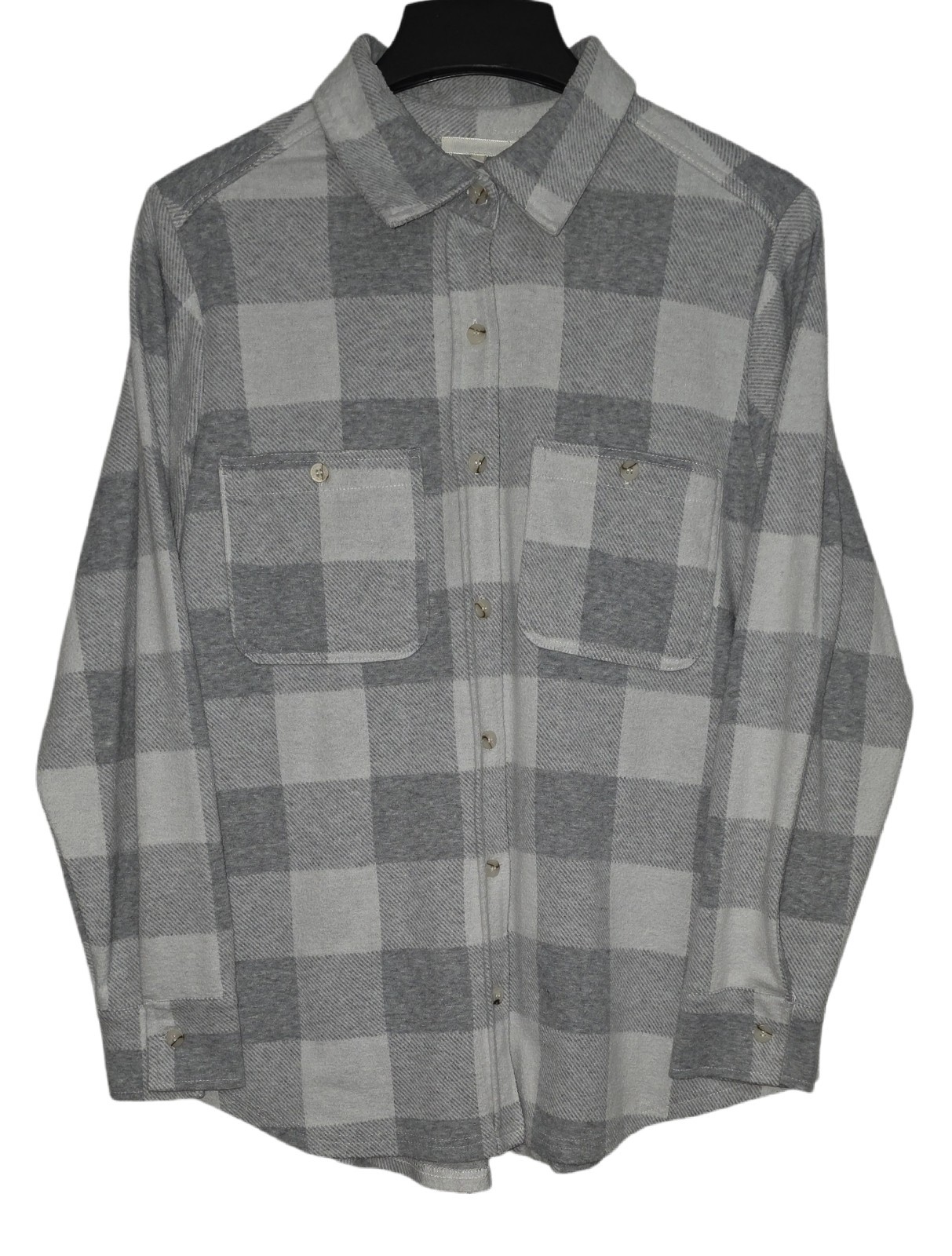 Ultra Flirt Light Gray & White Plaid Soft Long Sleeve Flannel Women's Size 1X
