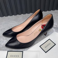 GUCCI Pumps High Heels Black Leather 6.5 US or 36.5 EUR *
