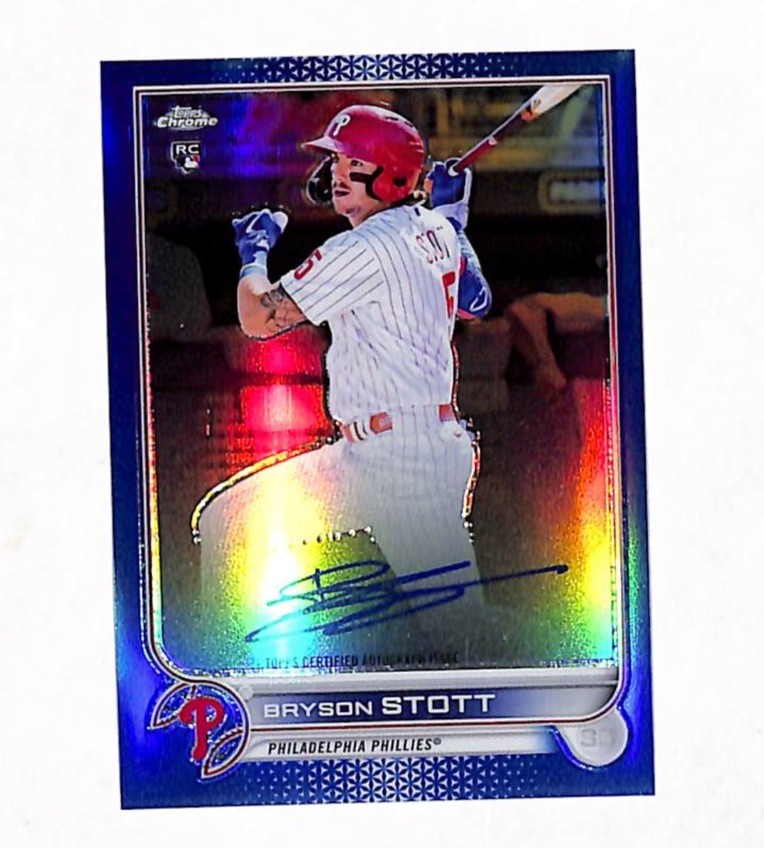 2022 Topps Chrome Bryson Stott 68/150 Auto Blue Refractor Rookie Card Phillies