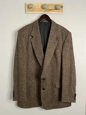 Robert Stock Blazer Jacket Mens 44L Brown Multicolor Tweed Wool