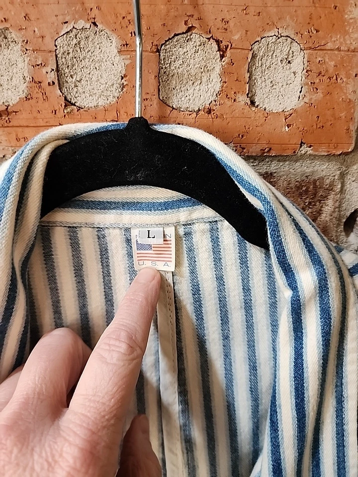 Blazer vaquero a rayas vintage # super lindo # preppy/ talla L de negocios hecho en EE. UU. Foto 4 de 4