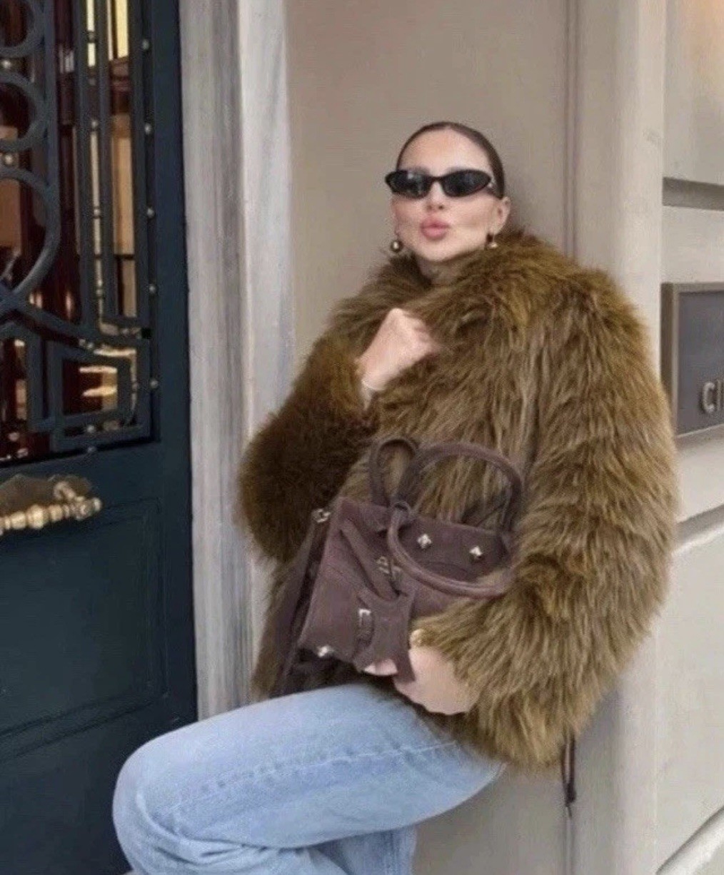 BNWT ZARA Brown Faux Fur Short Jacket Coat Size XS-S  6/8/10 UK thumbnail 3