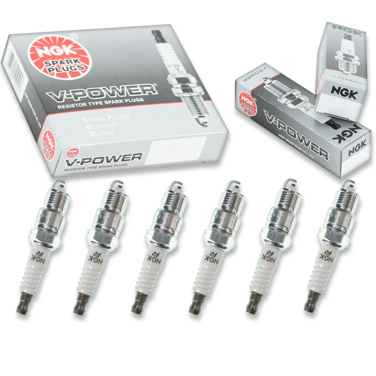 6 pcs NGK V-Power Spark Plugs for 1974 Dodge B300 Van 3.7L L6 - Engine Kit ue