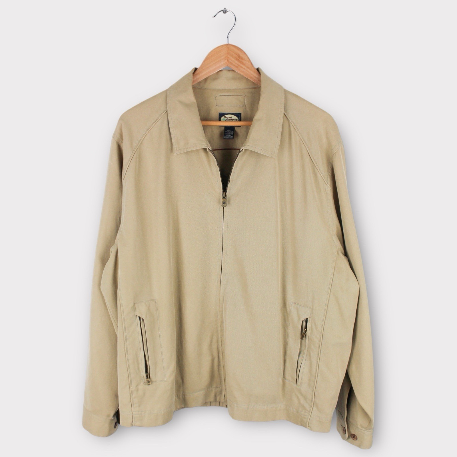 Tommy Bahama Men’s Tan Full Zip Harrington Jacket Large Lyocell Cotton Casual