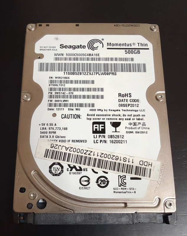 Seagate Momentus Thin 500 GB ,Internal, 5400 RPM ,2.5" (ST500LT012) Hard Drive