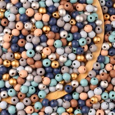 1000Pcs Colored Wooden Beads Round Blue Wooden Beads Colorful Natural 8mm
