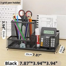 Metal Black Mesh Office Desk top Table Organiser Stationary Card Tidy Holder Pen