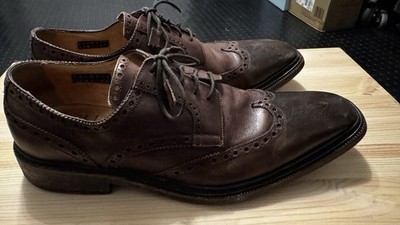 Calzoleria Harris Firenze shoe Mens Sz 10.5 Brown Leather Wingtip brogue Italy