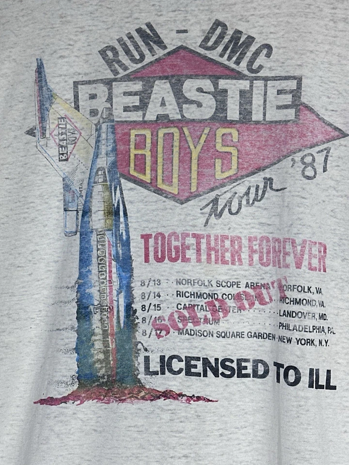 Camiseta De Colección 1987 Run DMC/BEASTIE BOYS Together Forever Tour XL *Rara Foto 4 de 4