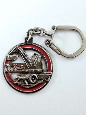 SCHLÜSSELANHÄNGER - BAGGER POCLAIN 60er Jahre - Aluminium LACKIERT Vintage -