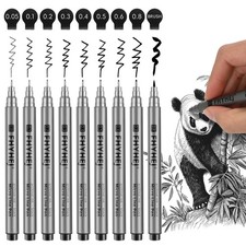 Fhyhej Micro Fineliner Drawing Art Pens: 9 Black Fine Line Ink Set