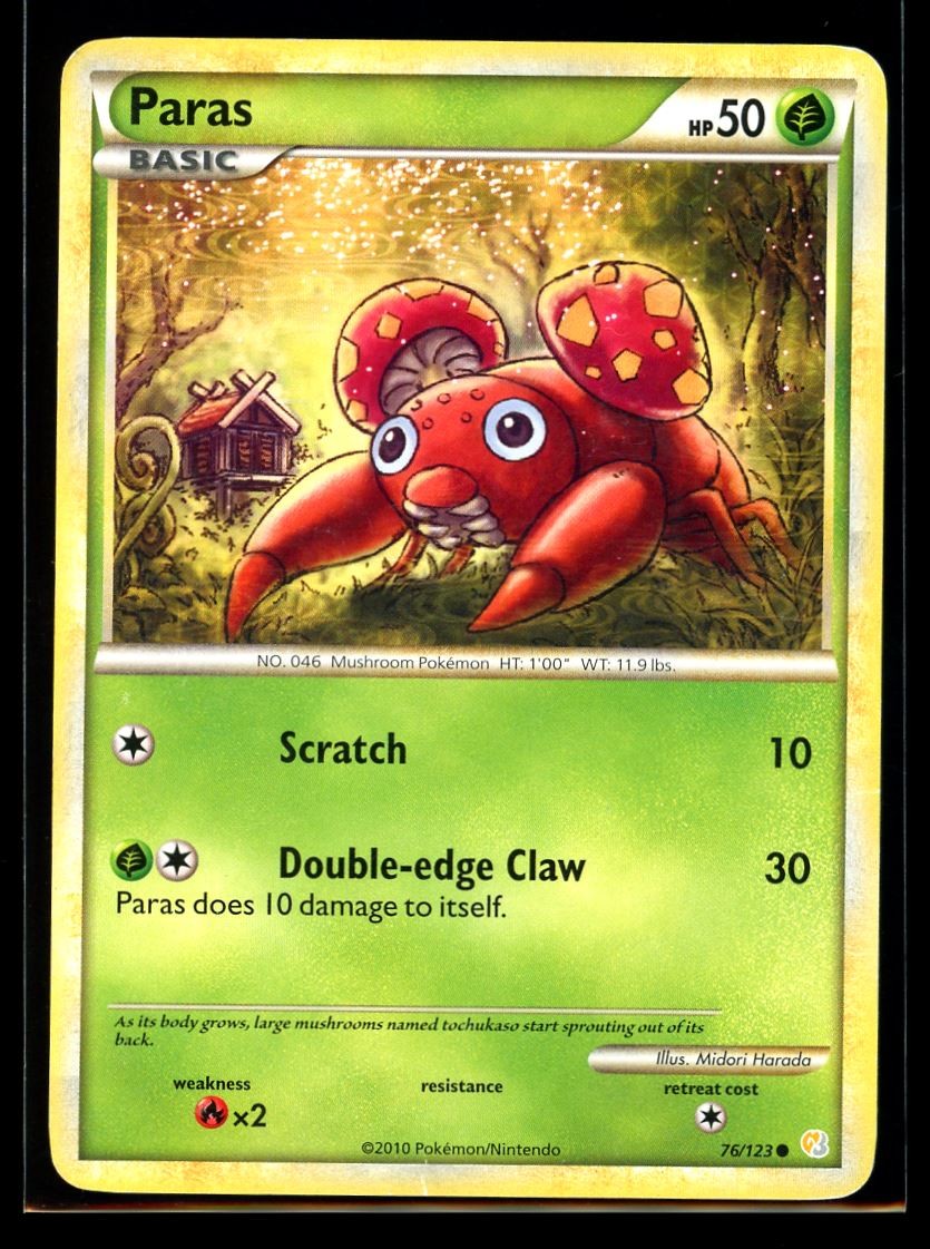 2010 HeartGold & SoulSilver Paras #76 Non Holo Pokemon Card