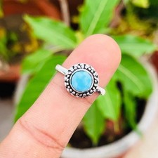 Larimar Ocean Ring  925 Silver Women  s Ring  Healing Stone Statement Jewelry