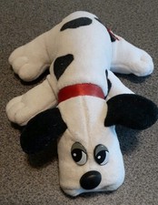 1986 Tonka Pound Puppy White w/ Spots Plush Stuffed Toy 7" Dalmatian Open Eyes