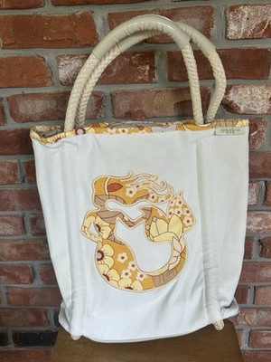Spartina 449 Large Mermaid Applique Canvas Tote Bag Rope Handles Beach Vacation