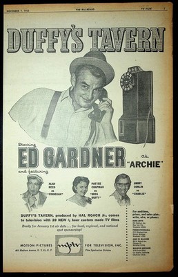 Duffy's Tavern Ed Gardner MPTV Alan Reed Original TV Promo Poster Ad 1953