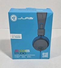 JLab JBuddies Studio On-Ear Folding Kids Wired Headphones - Grey/Blue - NEW