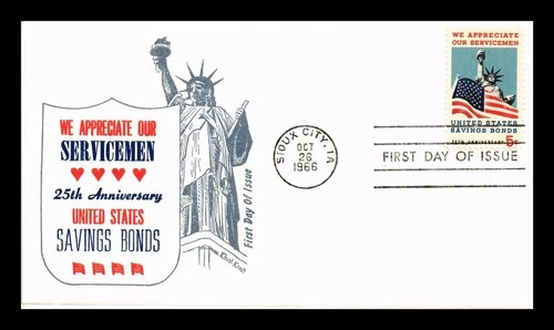DR JIM STAMPS US COVER SAVINGS BONDS 25TH ANNIVERSARY SERVICEMEN FDC KHOL KRAFT