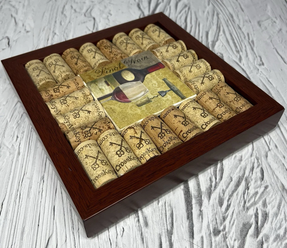 Pinot Noir Wine Cork Board Corkboard 8"x 8" Frame Wall Art Memo Office Organizer - Image 4 of 4