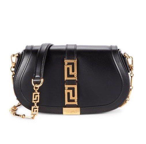 Versace La Greca Leather Black Medium Shoulder Bag 1007128 Italy NWT $2775