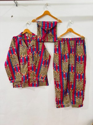 Tiger Print Cotton Pajama Set:Summer Loungewear night wear for woman's giftitem