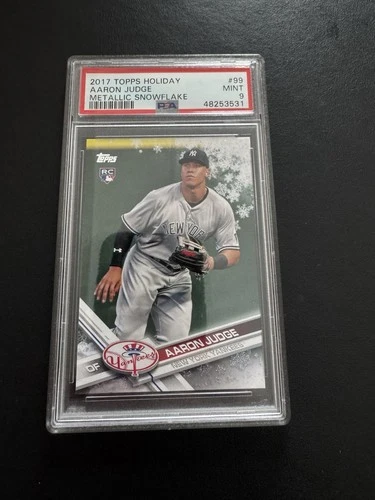 2017 Topps Holiday Aaron Judge RC Rookie Metallic Snowflake SP #99 PSA 9 Mint