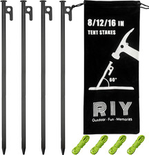 4 Pack Tent Stakes Heavy Duty Metal Tent Pegs for Camping Steel Tent Stakes 16 I