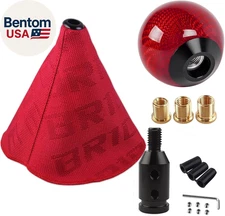 MUGE Racing Fabric Shift Boot with round Ball Carbon Fiber Shift Knob,Universal