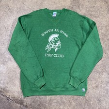 Vintage 80s Indian Head Sweatshirt Medium Green Crewneck USA Graphic Native 90s 