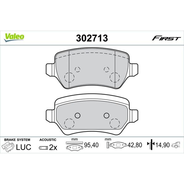 Valeo BremsbelÄGe Satz Hinterachse Passend FüR KIA Cee'd PRO | 302713-image