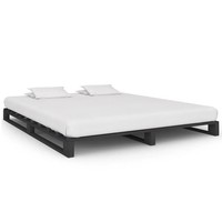 Palettenbett Massivholz Kiefer Grau 200X200 Cm Bettgestell