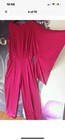 ESCADA One Kimono Sleeve Satin Fuchsia Wide Leg Slit Hem Jumpsuit Size 42 YJ01 — photo 3