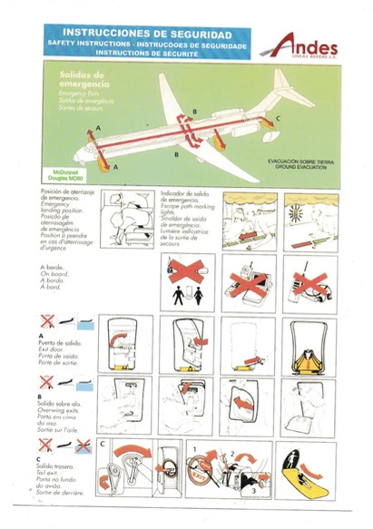Safety card Andes Lineas Aereas sa MD80 - Photo 1/1