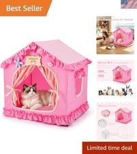 Pink Princess Pet Tent Bed: Comfortable  Secure Indoor House for Small Dogs